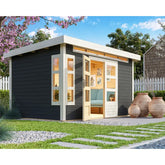 Abri de jardin en bois massif gris terre 8,88m² Kastorf 7 – Karibu Ma boutique